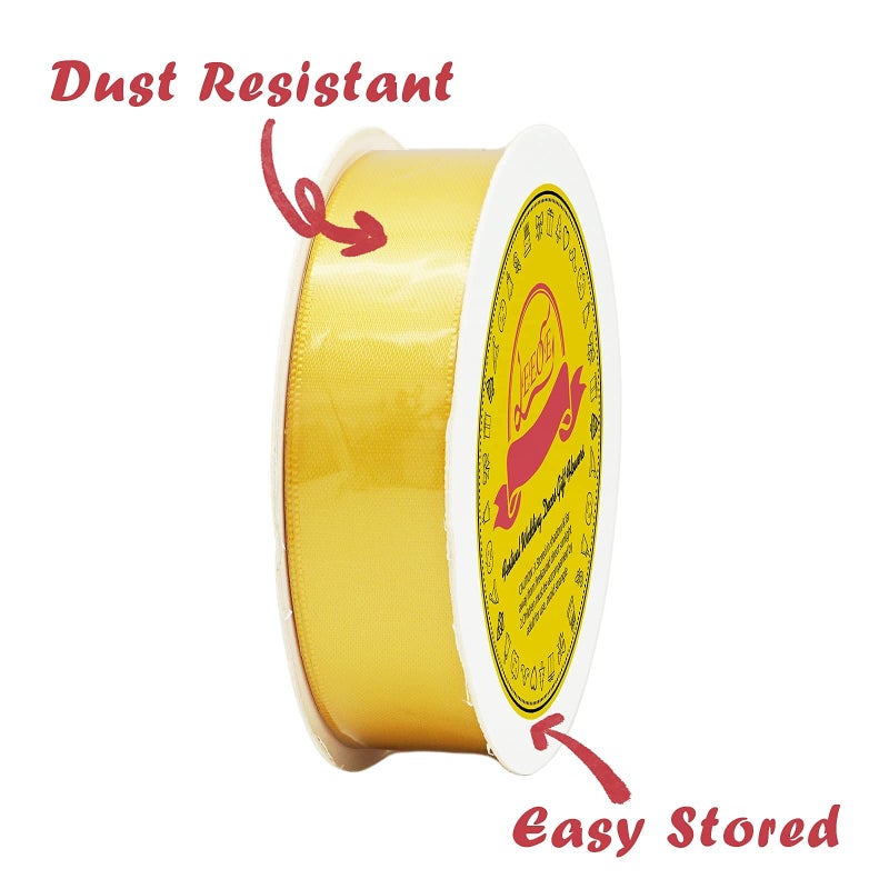 LEEQE Double Face Maize Yellow Satin Ribbon 7/8 inch X 25 Yards Polyester Maize Yellow Ribbon for Gift Wrapping Very Suitable for Weddings Party Invitation Decorations and More - Image 5